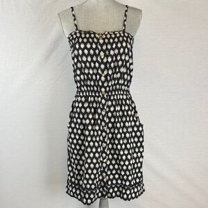 Lilka Anthropologie Black Snap Front Sundress Pockets W/ Adjustable Straps Small